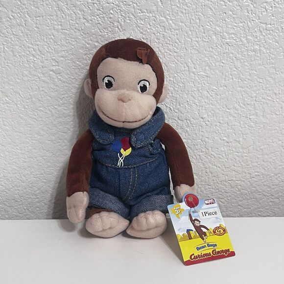 Marvel Toys Bean Bag Curious George in Overalls Plush Stuffed Animal 2005 w/ TAG - Picture 1 of 14